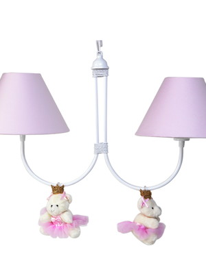 Lustre luminária ursa ursinha princesa rosa bebê infantil