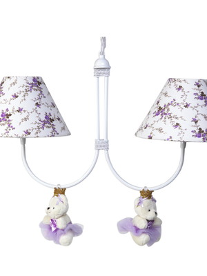 Lustre luminária ursa ursinha princesa lilás bebê infantil