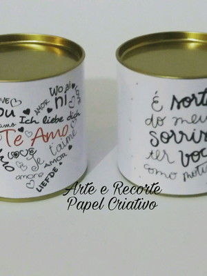 Lata com rotulo personalizadorot namorados
