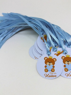 Tag redonda urso com fita