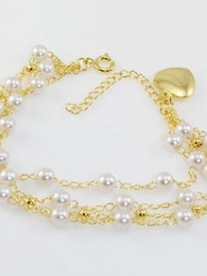 Pulseira perolas com coração