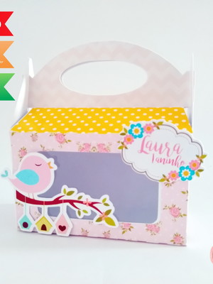Caixa bolsa baixa com visor- jardim encantado