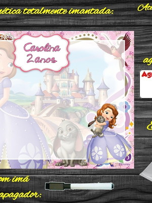 Lousa magnética princesa sofia com embalagem