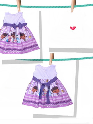 Vestido temático doutora brinquedos juvenil