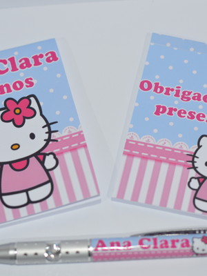 Bloquinho personalizado com caneta hello kitty