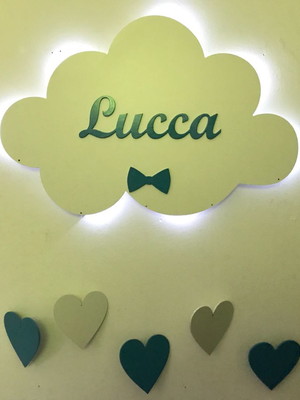 Nuvem luminária led mdf menino