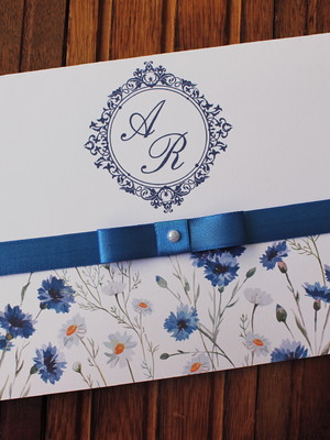 Convite casamento - convite 15 anos floral azul royal