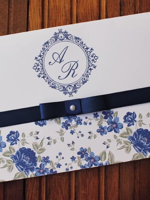 Convite casamento - convite 15 anos floral azul escuro