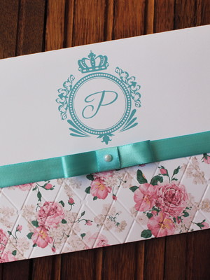 Convite casamento textura relevo floral convite 15 anos