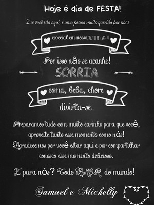 Chalkbord para casamento