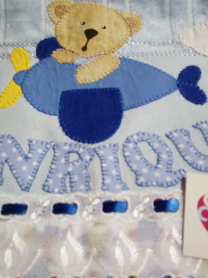 Toalhinha de boca personalizada ursinho no avião