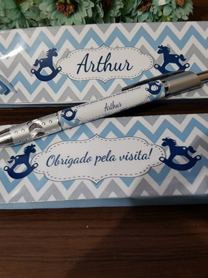 Caneta personalizada com caixinha/sacolinha