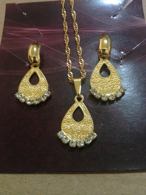 Conjunto folheado - gota com strass