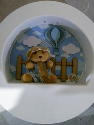 Nicho enfeite porta maternidade urso aviador