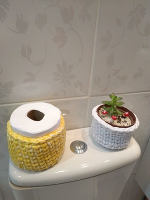 Kit cesto de croche para banheiro