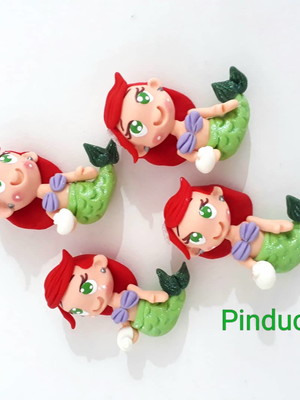 Aplique em biscuit ariel e rei tritão