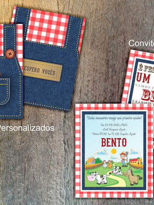 Convite fazendinha com envelope personalizado
