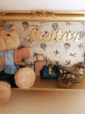 Quadro maternidade urso aviador