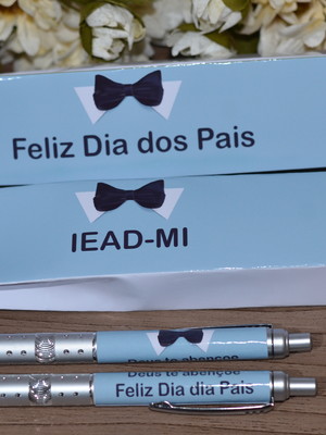 Caneta personalizada com caixinha/sacolinha dia dos pais