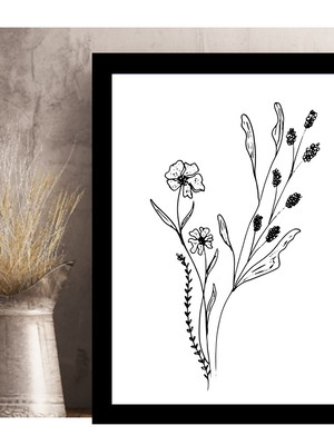 Quadro flor p/b (com moldura e vidro)