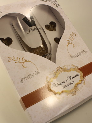 Casamento padrinho ou madrinha c/ taça de vidro