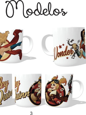 Caneca supergirl, harlley quinn e wonder woman-escolha a sua
