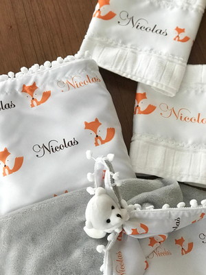 Mantas personalizada com naninha e 2 toalhas de boca