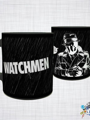 Caneca porcelana preta watchmen rorschach dc