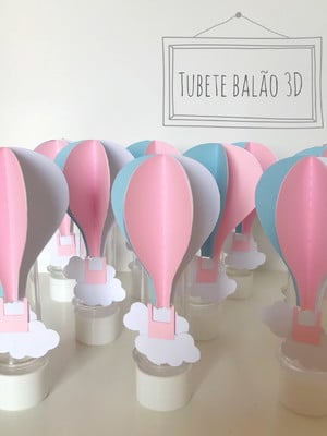 Tubete balão rosa 3d
