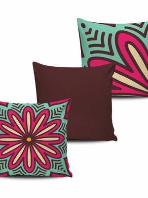 Kit com 3 almofadas mandala 45x45cm com enchimento - al009