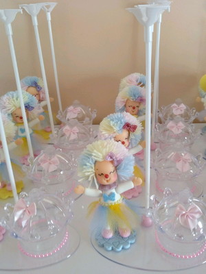 Centro de mesa palhacinha circo rosa