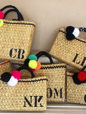 Kit 02 bolsas de praia em palha + 01 chapéu de praia