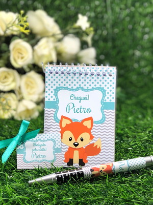 Bloquinho com caneta personalizado raposa -