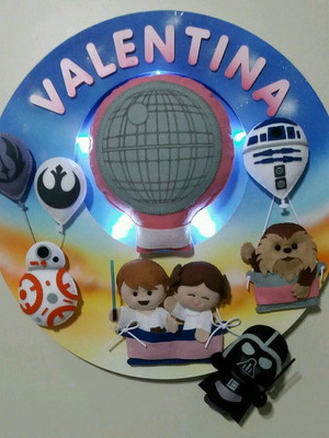 Enfeite da leia skywalker com balão e led