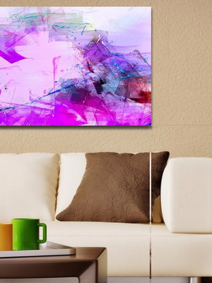 Quadro tela decorativa pinceladas roxa abstrato