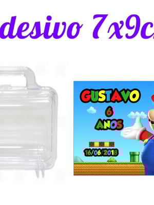 Rótulo adesivo para maletinha super mario
