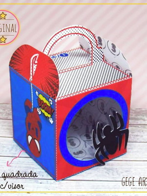 Caixa quadrada com visor (homem aranha)