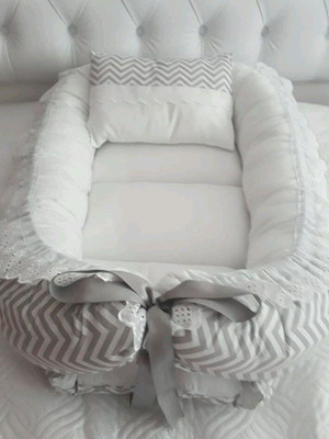 Ninho para bebe - baby nest - moises chevron cinza