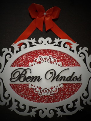 Placa decorativa bem vindos