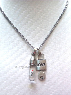 Aço inox,nome grão de arroz,pingente cadeado,fechadura,love