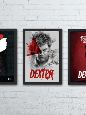 Poster dexter conjunto 3 quadros com moldura