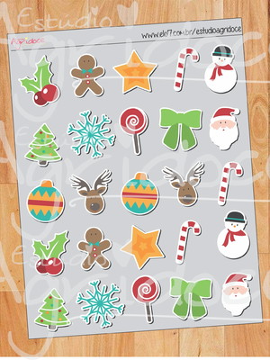 Cartelinha de adesivos natal