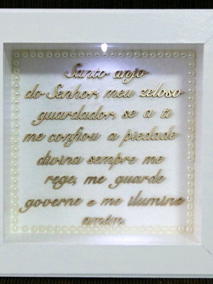 Quadro com oração santo anjo e led
