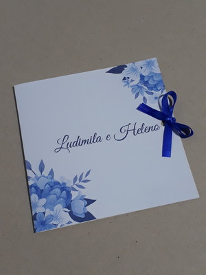 Convite de casamento floral azul (promoção)