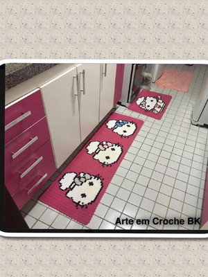 Passadeira e tapete croche hello kitty