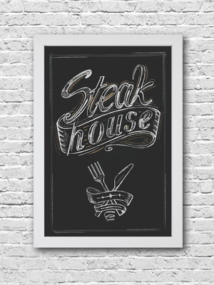 Quadro churrasco para cozinha com moldura