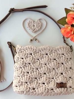Bolsa de crochê flor de lótus