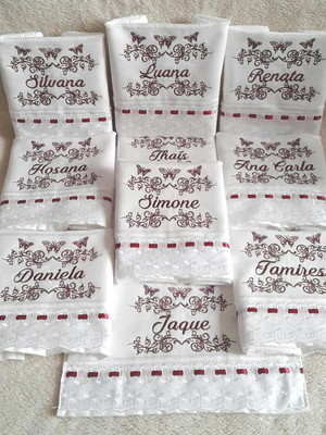 Toalha lavabo bordada personalizada madrinhas