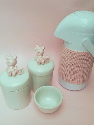 Kit higiene bebê porcelana menina rosa i