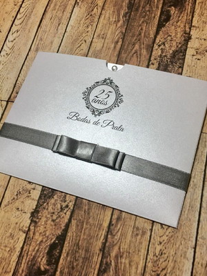 Convite bodas de prata perolado - 048